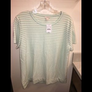 Women’s J Crew green white striped sweater size xl NWT